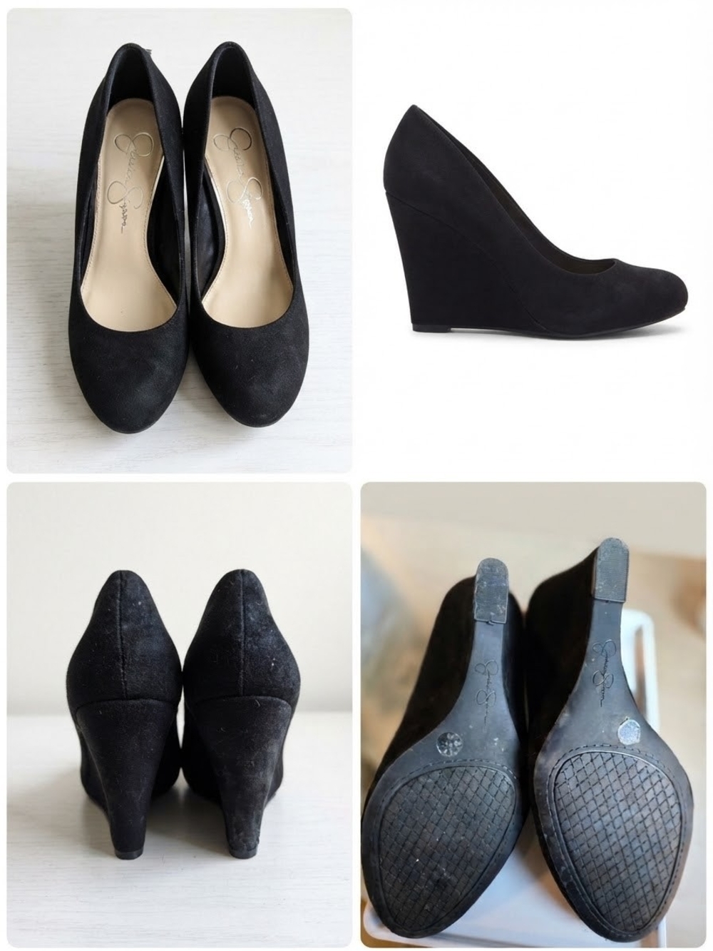 Jessica Simpson Black Suede Wedge Pumps